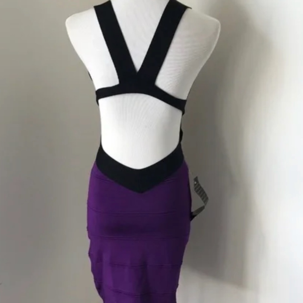 BEBE Bodycon Dress deep V cutout New Rare
